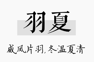 羽夏名字的寓意及含义