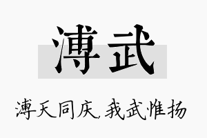 溥武名字的寓意及含义