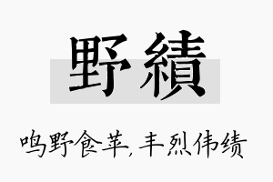 野绩名字的寓意及含义