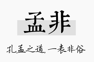 孟非名字的寓意及含义