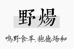 野炀名字的寓意及含义