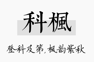 科枫名字的寓意及含义