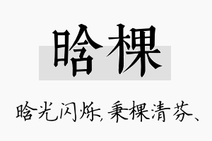 晗棵名字的寓意及含义