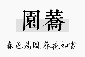 园荞名字的寓意及含义