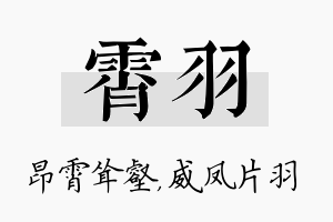 霄羽名字的寓意及含义