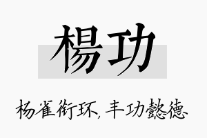 杨功名字的寓意及含义