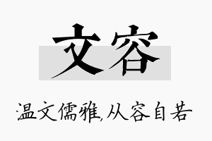 文容名字的寓意及含义