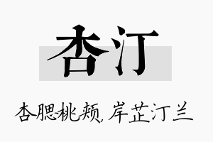 杏汀名字的寓意及含义