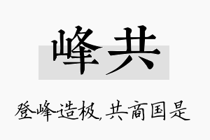 峰共名字的寓意及含义