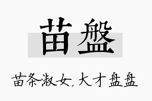 苗盘名字的寓意及含义