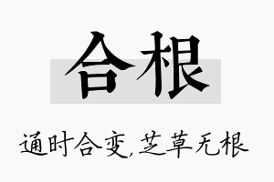 合根名字的寓意及含义