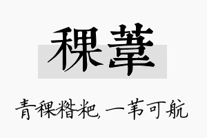 稞苇名字的寓意及含义