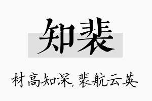 知裴名字的寓意及含义