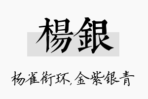 杨银名字的寓意及含义