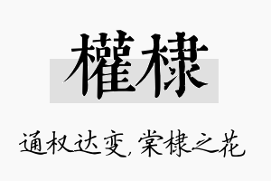 权棣名字的寓意及含义