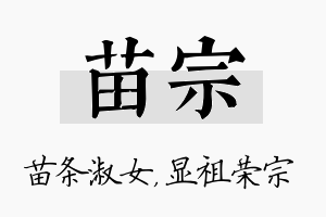 苗宗名字的寓意及含义