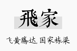 飞家名字的寓意及含义