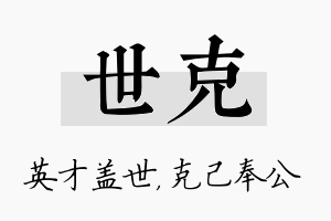 世克名字的寓意及含义