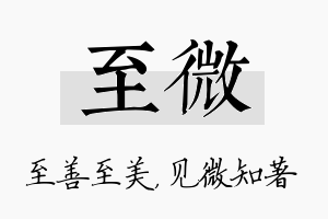 至微名字的寓意及含义