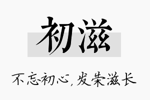 初滋名字的寓意及含义