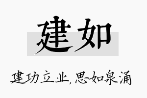 建如名字的寓意及含义