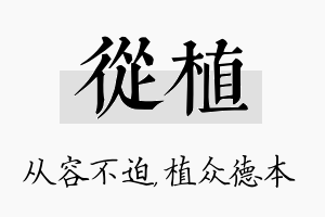 从植名字的寓意及含义