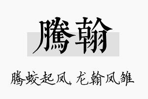 腾翰名字的寓意及含义