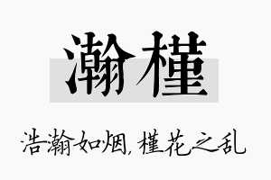 瀚槿名字的寓意及含义