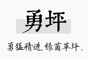 勇坪名字的寓意及含义