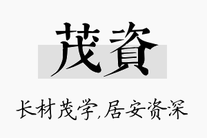 茂资名字的寓意及含义