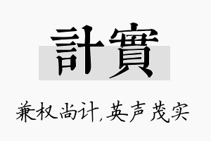 计实名字的寓意及含义