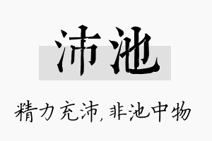 沛池名字的寓意及含义