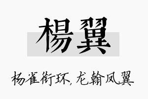 杨翼名字的寓意及含义