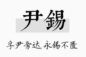 尹锡名字的寓意及含义