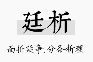 廷析名字的寓意及含义