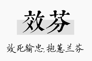 效芬名字的寓意及含义