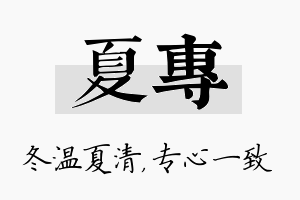 夏专名字的寓意及含义