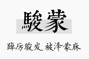 骏蒙名字的寓意及含义