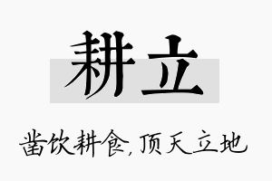 耕立名字的寓意及含义