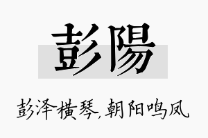 彭阳名字的寓意及含义