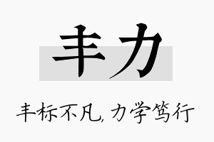 丰力名字的寓意及含义