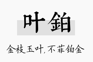 叶铂名字的寓意及含义