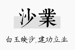 沙业名字的寓意及含义