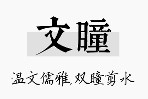 文瞳名字的寓意及含义