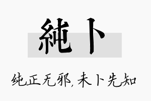 纯卜名字的寓意及含义