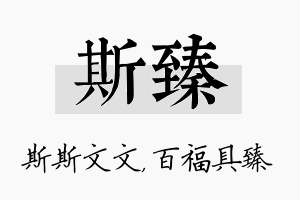 斯臻名字的寓意及含义