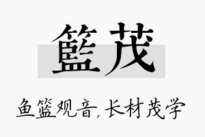 篮茂名字的寓意及含义