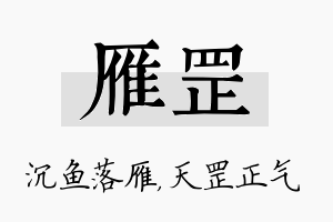 雁罡名字的寓意及含义