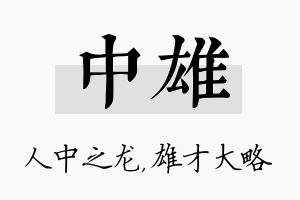 中雄名字的寓意及含义