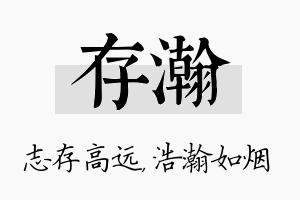 存瀚名字的寓意及含义